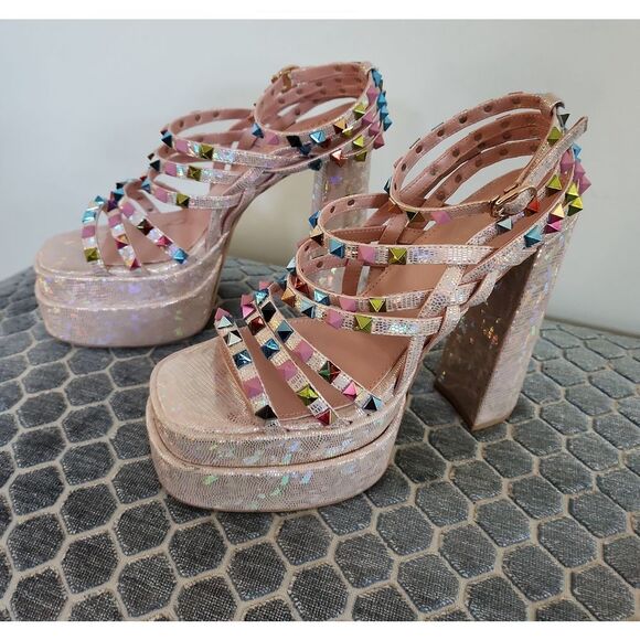 Azalea Wang Studded Platform Heels Size 8 - Picture 1 of 6